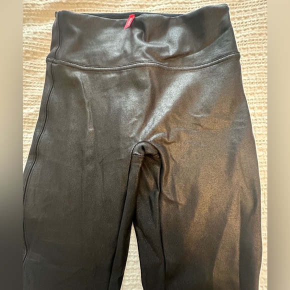 Spanx Black Shiny Leather-Look Leggings - Picture 2 of 4